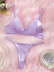 Bộ đồ lót gợi cảm, quyến rũ dành cho nữ, gồm áo ngực và quần lọt khe. - Màu Lilac Tím - Xem 5
