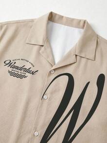 Men's Coastal Floral Print Shirt, Retro Slim Fit Pale Apricot Top, Mediterranean Style Camp Collar Loose Summer Vacation Shirt - Multicolor - View 5