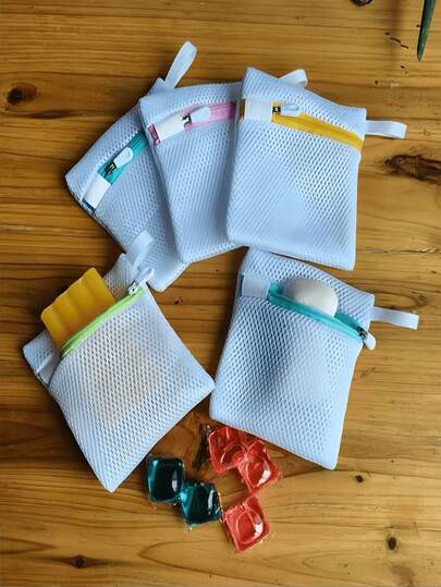 1pc Multi-Functional Laundry Soap Bag, Mini Reusable Mesh Bag, Anti-Deformation Zipper Laundry Bag, Laundry Bag For Washing Machine, Suitable For Delicate Clothes And Small Items, Random Color, Thickened Polyester Mesh Fabric, Mini Multi-Purpose Washing Machine Dedicated, Modern Minimalist, Foldable, Easy To Store