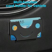 Porte-cartes de voiture multifonctionnel en gros, porte-cartes de visite adhésif de voiture et organiseur de factures, porte-cartes de voiture adhésif puissant, pince à carte universelle pour tableau de bord, sac de rangement de documents de voiture durable, poche à carte de voiture facile à installer pour pièces d'identité et cartes de crédit, accessoire de rangement intérieur de voiture imperméable pour toutes les voitures/SUV/camions, organiseur pratique de factures et de cartes de voiture pour les déplacements et les voyages - Multicolore - Voir 2
