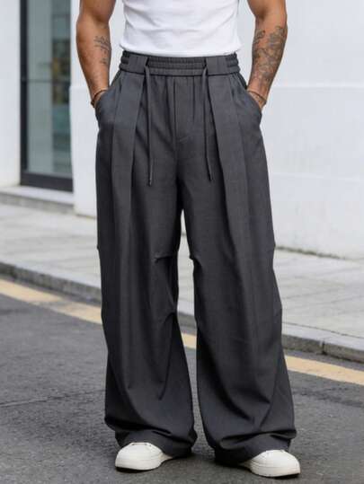 Men's Casual Loose Straight Leg Pants, Lightweight & Comfortable Straight Trousers, Street Style Sports Casual Pants, Fashionable Relaxed Fit Long Pants Suitable For Daily Wear, Gifts For Friends, Husbands, Boyfriends