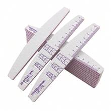 JEARLYU 10pcs Professional Grey Sandpaper Nail Files With Crescent Shape And Ruler Scale, Washable Nail Buffers - Grey - View 10