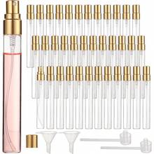 5/10/20/30/50Pcs 10ml Refillable Glass Perfume Spray Bottles, Mini Portable Travel Sample Containers, Fine Mist Atomizer For Liquids Essential Oils, Gold - Gold - View 2