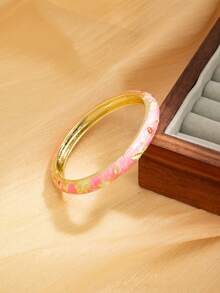 Bộ 1 chiếc vòng tay hoa văn tráng men cổ điển thanh lịch, món quà lý tưởng cho phụ nữ trong đám cưới Trung Quốc và các lễ hội. - Vòng tay hoa nhỏ giọt dầu - Xem 9