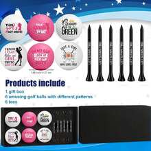 13 Pcs Woman Golf Balls Funny Embroidery Golf Ball With Tees And Gift Box Golfing Gifts For Women Coworker Employee Golfer, Creative Christmas Golf Gift For Golf Lovers - Rose Red - View 7