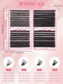 640 Clusters, Eyelash Extension Kit,DIY Lash Book, D-Curl, Super Curly, Beginners Friendly, Mixed Lengths 10-16mm, Natural Look, Fluffy, Voluminous, Cluster Lashes, Individual Lashes, Self-Adhesive, Reusable, False Eyelashes, Mixed Styles - D - View 13