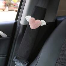 2pcs Heart-Shaped Wing Seatbelt Covers, Cute Car Seat Belt Protectors - Ice Silk - View 6