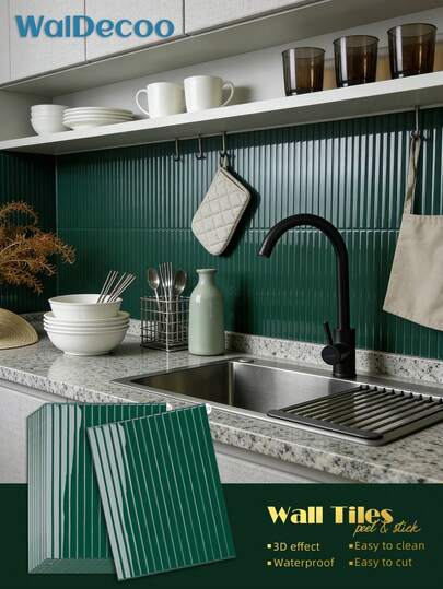 WalDecoo Bộ 5/10/20 miếng dán tường 3D tự dính chống thấm nước kích thước 9"x11.8", giấy dán tường có thể tháo rời, thích hợp cho nhà bếp, phòng tắm, xe RV, trang trí nhà cửa.