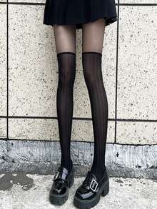 1件薄款JK仿大腿袜，性感黑色紧身裤 - 彩色 - 查看 3