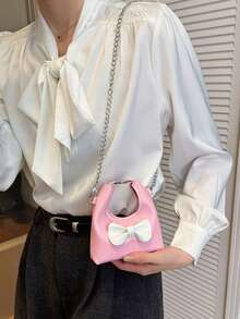 Fashionable Mini Red Clutch Small Bag, Casual Stylish Handbag, New Style Handbag With Bowknot - Multicolor - View 5