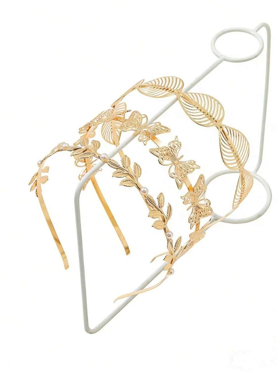 3件套枫叶蝴蝶金属发箍发带头饰发圈 - 彩色 - 查看 1