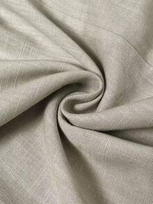 Women's Casual Linen Solid Color Rolled Cuff Button Detail Turndown Collar Long Sleeve Cardigan Spring - Grey - View 10