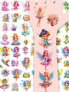 仙女与蝴蝶临时纹身套装 - 156 个闪亮亮片仙女奇幻元素，可持续 2-5 天，闪亮仿纹身贴纸，适用于派对、生日、礼物 - 12 张 - 彩色 - 查看 2