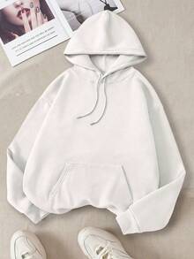 2026 Nueva sudadera de moda con estampado, de manga larga con hombros caídos, casual y versátil con cordón - Blanco 2 - Ver 3