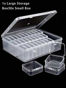 1 Large Box Containing 30 Small Grid Storage Boxes, Gift Box Jewelry Box Accessory Storage Box, Packaging Box Mini Transparent Bead Storage Box With Hinged Lid, Rectangular Transparent Craft Supply Box, Can Be Used To Organize Earrings, Rings, Jewelry And Nail Art Accessories, Cosmetic Bag, Toiletry Bag, Travel Essentials, Storage Box, Cosmetic Storage Box, Cosmetic Bag, Toiletry Bag, Room Decor Box - Clear - View 13