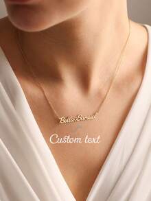 Customized Stainless Steel Name Necklace, Gold Box Chain Personalized Font Necklace, Jewelry Gift For Girlfriend, Family - Gold - Style 12 - View 3