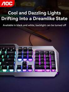 AOC Gaming And Office Mechanical Keyboard Features A Metal Panel, Floating Keycaps, An Ergonomic Streamlined Layout, And A Cool RGB Lighting System, Making It An All-Around Choice For Both Gaming And Typing. - View 5