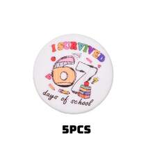 5颗学院风67印花硅胶珠，28毫米荧光粉色涂鸦图案，适合作为毕业纪念品/教师礼物/返校礼物，可用于DIY创意手链、项链、包包挂饰和其他手工项目。 - 彩色 - 查看 13