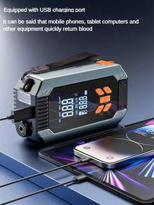 1个150PSI 5000A汽车应急启动器，带空气压缩机，5合1数字汽车轮胎充气泵应急启动套件电池组，适用于10升汽油或8.0升柴油发动机便携式汽车电池充电器 - 彩色 - 查看 10