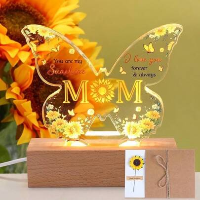 1 món quà sinh nhật cho mẹ - Tấm trang trí hình bướm bằng acrylic, quà tặng cho mẹ từ con gái và con trai, thích hợp làm quà sinh nhật, Ngày của Mẹ, Lễ Tạ ơn, quà tốt nghiệp.
