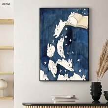 1pc Abstract Cartoon-Style Group Of Rabbits Jumping Out Of A Book Pattern Canvas Art Print Poster.S Modern Wall Arts Decoration Paintings. Suitable For Decoration In Living Rooms, Dining Rooms, Bathrooms, Kitchens, Offices, Bedrooms, Wall Decoration, Home Decoration, Room Decoration. A Perfect Gift For Friends. - Multicolor - View 4