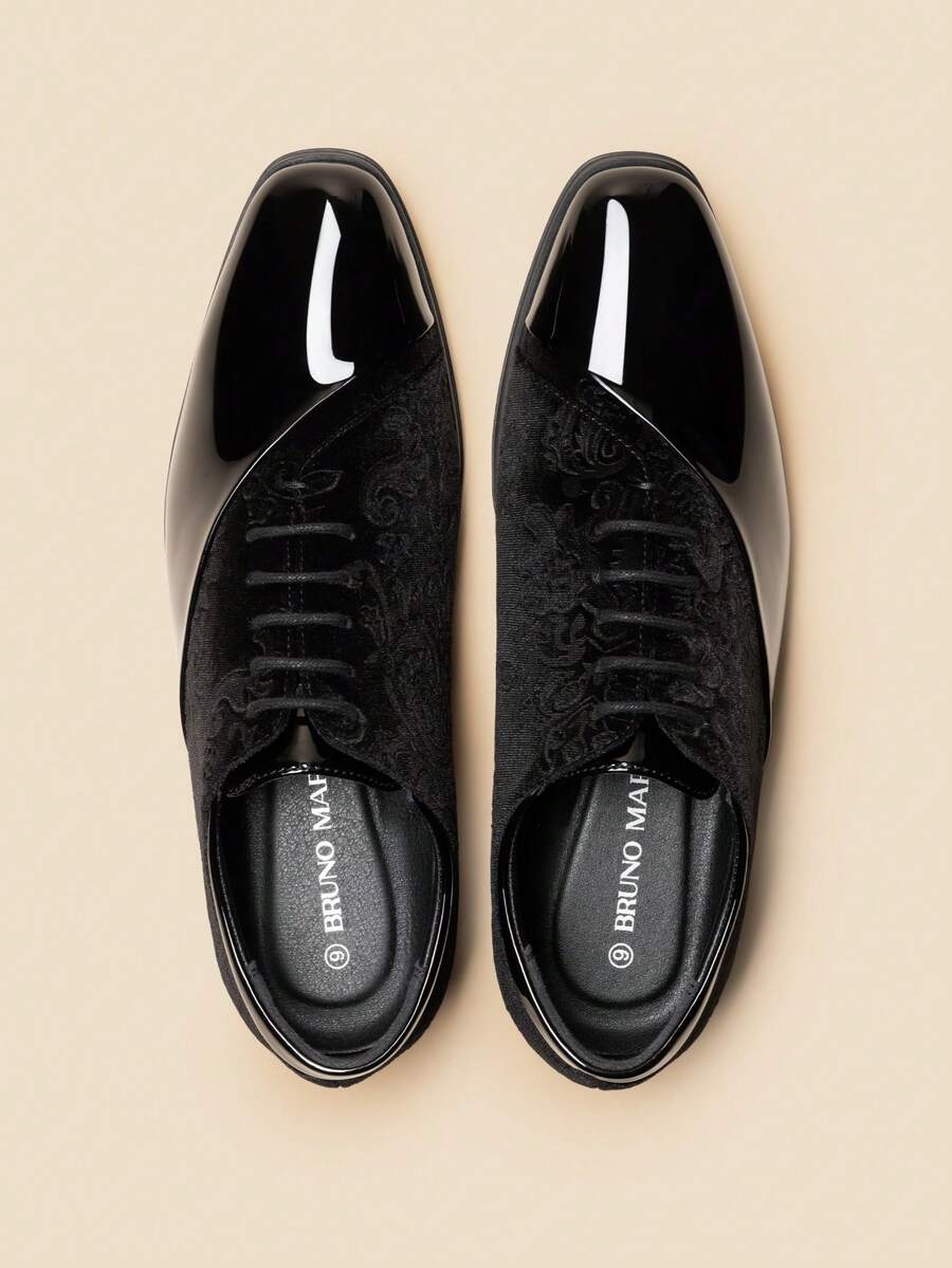 Men's Dress Shoes Classic Lace-Up Caden Glossy Velvet Formal Oxford For Business Dinners  Parties Cocktail Events Weddings  Valentine's Day Gifts - màu đen - Xem 1