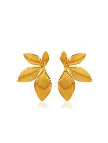 RAYQUEEN 1 Pair Stainless Steel Fashionable Gold Leaf Stud Earrings, Suitable For Daily Wear - Stud Earrings - View 6