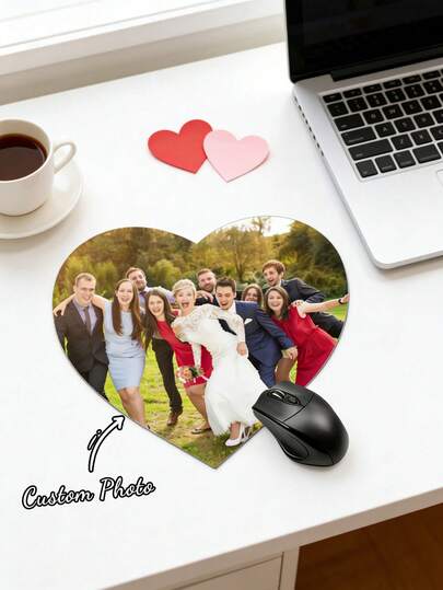 Customized Heart-Shaped Mouse Pad | Customized Photo Collage Mouse Pad | Customized Mouse Pad | Desktop Accessories | Anti-Slip Waterproof Mouse Pad | Newlywed Gift | Office Supplies | Commemorative Gift
