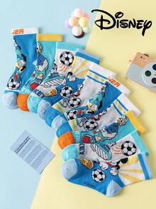 1/5 pares de calcetines de malla Disney para niños - Calcetines de malla transpirables de verano con patrón de fútbol, lindos calcetines de malla de verano adecuados para niños, calcetines de media pantorrilla con tema de fútbol, estilo de dibujos animados coreanos adecuados para niños, calcetines transpirables para estudiantes infantiles - Multicolor - Ver 5