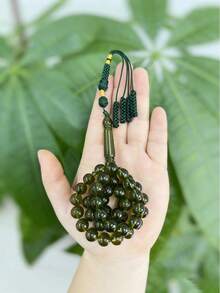 45 Pcs Muslim Prayer Beads (Tasbih), Made Of Warm And Lustrous Orange-Yellow Round Beads, Paired With Delicate Braided Pendant And Red-Gold Tassel, Refined And Elegant Texture. - Multicolor - View 8