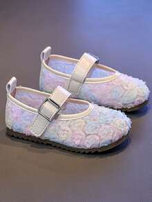 1双女童网面玫瑰玛丽珍鞋，春夏新款软底公主鞋，儿童魔术贴百搭休闲鞋 - 彩色的 - 查看 2