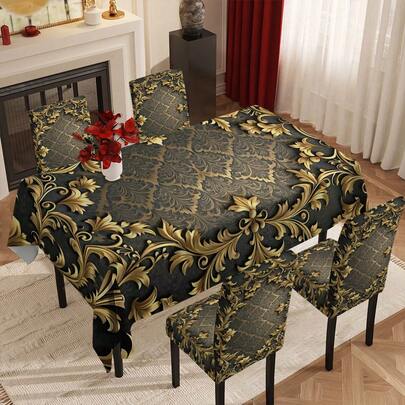 4/6/5/7 قطعة مجموعة مفرش طاولة وأغطية كراسي بطباعة زهرية أنيقة عتيقة، 4 قطع (4 أغطية كراسي)، 6 قطع (6 أغطية كراسي)، 5 قطع (1 مفرش طاولة + 4 أغطية كراسي)، 7 قطع (1 مفرش طاولة + 6 أغطية كراسي)، مناسبة للاستخدام الداخلي/الخارجي، تجمعات المنزل، ديكور طاولة وكراسي العطلات، قابلة لإعادة الاستخدام