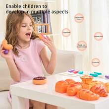 女孩逼真面包切片器玩具，下午茶模拟甜点角色扮演玩具，亲子互动玩具 - 彩色 - 查看 4