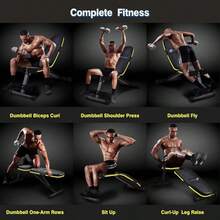 Banco de pesas ajustable plegable para gimnasio en casa - Versátil 7 posiciones (inclinado/declinado/plano) - Capacidad 700 lbs - Estructura acero reforzado y respaldo acolchado - por defecto - Ver 3