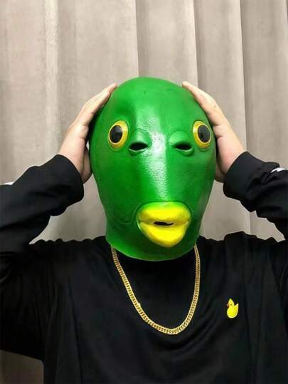 1个趣味创意道具，现代风格鱼头面具，成人派对服装鱼头面具，男女通用，适合复活节、万圣节、狂欢节、化装舞会、派对和节日恶作剧。[由于材料热胀冷缩，可能会出现小孔，这是正常现象，与产品质量无关。]