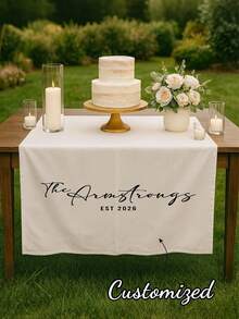 Customized Wedding Table Runner With Name And Date - Personalized Surname/Date Banner Suitable For Wedding, Birthday, Anniversary - Indoor/Outdoor Decor For Table, Party Table, Graduation Ceremony - Multicolor - View 7