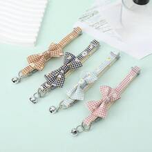 Adjustable Pet Collar With Plaid, Daisy Flower, Bow Tie, And Bell Pendant For Cats And Dogs - Multicolor - View 12