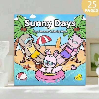 (Phiên bản cao cấp nâng cấp, giấy dày, 20.5*20.5cm) "Trang tô màu ngày nắng: 25 trang chủ đề mùa hè thư giãn", thích hợp cho các cặp đôi và gia đình, thích hợp cho các buổi tụ họp, Ngày lễ tình nhân, sinh nhật và các ngày lễ khác. Đồ dùng học tập và vẽ tranh, sách, sách tô màu, đồ dùng học tập, Giáng sinh, Halloween, sinh nhật, quà tặng tựu trường, sách tô màu, Lễ Phục sinh, quà tặng Lễ Phục sinh, đồ thủ công Lễ Phục sinh, đồ dùng nghệ thuật