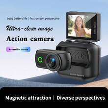 Cámara de acción 1080P HD con lente magnética desmontable, pantalla reversible de 2.0 pulgadas, transferencia de fotos por WiFi y batería de 800mAh - Ver 3