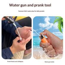 迷你打火機造型水槍惡作劇玩具槍，隱藏式噴水便攜式水槍，防漏緊湊手持惡作劇道具，夏季派對互動趣味玩具禮物，適合青少年與成年女性 - 彩色 - 查看 4