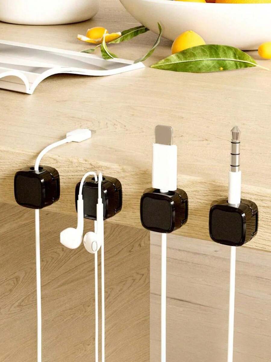 1/3/6件組磁吸式桌面理線器，隱藏式充電線收納夾，適用於床頭櫃、廚房電器、辦公用品