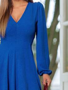 Royal Blue Long Dress With Scarlet Long Sleeves NM Nana Marie - 寶藍色 - 查看 6