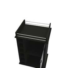 Carrito de Bar Vegas, Mueble de Dos Niveles con Puerta de Vidrio, Seis Compartimentos para Licores en el Interior - Negro + Tablero de partículas + Melamina - Ver 12