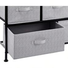 White Wardrobe Storage Unit With 5 Wide Fabric Drawers - Black - View 3