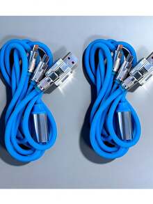 Gesen Cable de carga rápida 3 en 1 de 1,2 M con puertos Lightning, Tipo-C y Micro USB, compatible con la mayoría de los dispositivos, disponible en colores naranja y azul - Multicolor - Ver 4