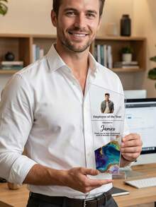 1pc Customized Acrylic Award Plaque, Can Customize Photo And Text, Corporate Recognition Trophy, Employee Award, Retirement Or Appreciation Gift For Staff And Management, Business Recognition Plaque - Multicolor - View 5