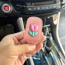 1 chiếc kẹp kính hình hoa tulip gắn trên tấm che nắng ô tô, giá đỡ kính thời trang từ tính, phụ kiện nội thất ô tô dành cho nữ - Quà tặng ngày lễ - hoa tulip - Xem 5