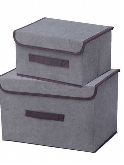 Bộ 2 hộp đựng đồ cầm tay di động, hộp đựng đồ trang trí, hộp sắp xếp tủ quần áo, hộp đựng quần áo chống bụi, hộp đựng đồ trang trí ngày lễ, hộp đựng đồ dùng văn phòng để bàn, hộp đựng đồ chơi, hộp đựng trang sức, hộp đựng văn phòng phẩm, hộp đựng đồ đa năng có thể gấp gọn và xếp chồng được, dùng để đựng đồ dùng văn phòng, quần áo, đồ dùng nhà cửa, đồ chơi nhỏ, phụ kiện. Thích hợp cho tủ quần áo, bàn làm việc, kệ giày, nhà cửa, phòng ngủ, văn phòng.