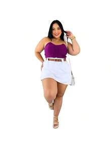 Short Skirt Plus Size Tailored With Belt Various Colors Summer - KIT 2 BLANCO/NEGRO - Ver 7