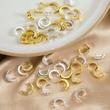 2pcs Copper Moon Beads With Rhinestones, Double Hole Moon Shaped Spacer Beads Suitable For DIY Bracelets, Necklaces, Earrings And Jewelry Making - 2Pcs - View 8